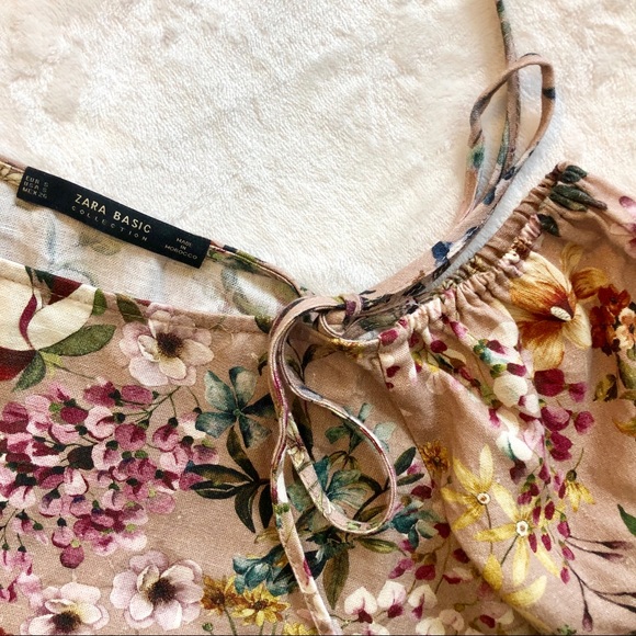 Zara Basics Floral Bell Sleeve Dress Small - Picture 4 of 4